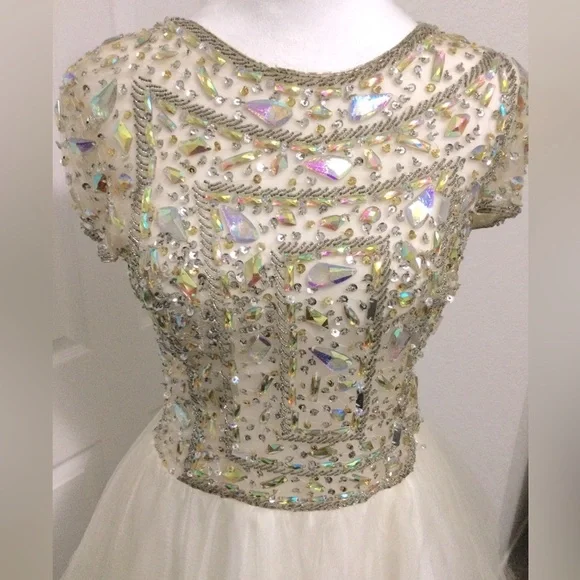 Terani Couture Beading Prom Homecoming Short Sleeve Dress Size 8 - Picture 7 of 14